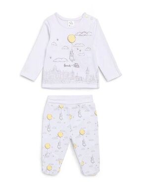 Harrods x Winnie The Pooh White Baby Two-Piece Set Yellow Balloon 0-3 Like New